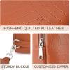 imageBOSTANTEN Sling Bag Quilted Crossbody Bags for Women Cross Body Purse Leather Fanny Pack with Adjustable Guitar StrapDred Brown