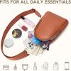 imageBOSTANTEN Sling Bag Quilted Crossbody Bags for Women Cross Body Purse Leather Fanny Pack with Adjustable Guitar StrapDred Brown