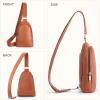 imageBOSTANTEN Sling Bag Quilted Crossbody Bags for Women Cross Body Purse Leather Fanny Pack with Adjustable Guitar StrapDred Brown