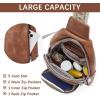 imageBOSTANTEN Sling Bag for Women Crossbody Purse Crossbody Bag Leather Chest Bag with Adjustable Guitar Strap for TravelAbrown