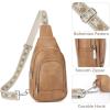 imageBOSTANTEN Sling Bag for Women Crossbody Purse Crossbody Bag Leather Chest Bag with Adjustable Guitar Strap for TravelAcamel Brown