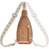 imageBOSTANTEN Sling Bag for Women Crossbody Purse Crossbody Bag Leather Chest Bag with Adjustable Guitar Strap for TravelAcamel Brown
