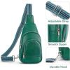 imageBOSTANTEN Sling Bag for Women Crossbody Purse Crossbody Bag Leather Chest Bag with Adjustable Guitar Strap for TravelAgreen
