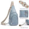 imageBOSTANTEN Sling Bag for Women Crossbody Purse Crossbody Bag Leather Chest Bag with Adjustable Guitar Strap for TravelAlight Blue