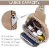 imageBOSTANTEN Sling Bag for Women Crossbody Purse Crossbody Bag Leather Chest Bag with Adjustable Guitar Strap for TravelAlight Brown