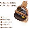 imageBOSTANTEN Small Sling Bag Crossbody Bags for Women Trendy Crossbody Purse Leather Chest BagAcamel Brownsmall