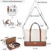 imageBOSTANTEN Weekender Bags for Women Leather Travel Duffle Bag Carry On Overnight Duffel with Shoe Compartment BeigeampampBrownABeigeBrown