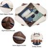 imageBOSTANTEN Weekender Bags for Women Leather Travel Duffle Bag Carry On Overnight Duffel with Shoe Compartment BeigeampampBrownABeigeBrown