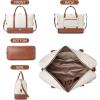 imageBOSTANTEN Weekender Bags for Women Leather Travel Duffle Bag Carry On Overnight Duffel with Shoe Compartment BeigeampampBrownABeigeBrown