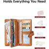 imageBOSTANTEN Womens Leather Wallets RFID Blocking Large Capacity Trifold Card Holder Ladies Phone Clutch BrownABrownoil wax