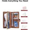 imageBOSTANTEN Womens Leather Wallets RFID Blocking Large Capacity Trifold Card Holder Ladies Phone Clutch BrownBVegan Brown
