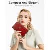 imageBOSTANTEN Womens Leather Wallets RFID Blocking Large Capacity Trifold Card Holder Ladies Phone Clutch BrownCRose Red