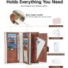 imageBOSTANTEN Womens Leather Wallets RFID Blocking Large Capacity Trifold Card Holder Ladies Phone Clutch BrownDBeigeBrown