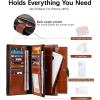 imageBOSTANTEN Womens Leather Wallets RFID Blocking Large Capacity Trifold Card Holder Ladies Phone Clutch BrownDBlackBrown