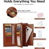 imageBOSTANTEN Womens Leather Wallets RFID Blocking Large Capacity Trifold Card Holder Ladies Phone Clutch BrownDBrown Red