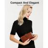 imageBOSTANTEN Womens Leather Wallets RFID Blocking Large Capacity Trifold Card Holder Ladies Phone Clutch BrownDBrown Red