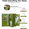 imageBOSTANTEN Womens Leather Wallets RFID Blocking Large Capacity Trifold Card Holder Ladies Phone Clutch BrownDGreen