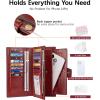 imageBOSTANTEN Womens Leather Wallets RFID Blocking Large Capacity Trifold Card Holder Ladies Phone Clutch BrownDWine Red