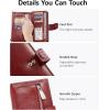 imageBOSTANTEN Womens Leather Wallets RFID Blocking Large Capacity Trifold Card Holder Ladies Phone Clutch BrownDWine Red