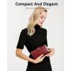 imageBOSTANTEN Womens Leather Wallets RFID Blocking Large Capacity Trifold Card Holder Ladies Phone Clutch BrownDWine Red