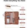 imageBOSTANTEN Womens Leather Wallets RFID Blocking Large Capacity Trifold Card Holder Ladies Phone Clutch BrownFBeigeBrownVegan
