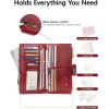 imageBOSTANTEN Womens Leather Wallets RFID Blocking Large Capacity Trifold Card Holder Ladies Phone Clutch BrownFWine RedDouble Zipper