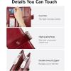 imageBOSTANTEN Womens Leather Wallets RFID Blocking Large Capacity Trifold Card Holder Ladies Phone Clutch BrownFWine RedDouble Zipper