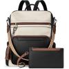 imageBOSTANTEN Backpack Purse for Women Fashion Designer Travel Backpack Leather Convertible Shoulder Bags Casual Daypack Brown0beigeblackbrown