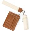 imageBOSTANTEN Card Holder Wallet RFID Slim Wallet for Women Trifold Small Wallets Woman with Zipper Coin Pocket ampamp Keychain Wristlet BeigeBeigeBrown