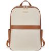 imageBOSTANTEN Genuine Leather 156 inch Laptop Backpack Purse for Women College Casual Backpack Travel Bag1dbeige With Brown