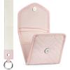 imageBOSTANTEN Keychain Wallet RFID Leather Credit Card Holder Wristlet Wallets for Women with Coin Purse  Lipstick Case BeigeBrownZPink