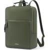 imageBOSTANTEN Leather Backpack 156 inch Laptop Bag Travel Casual Computer Backpack College Business Work Shoulder Bags with Trolley Sleeve for Women Men BrownOlive Green