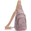 imageBOSTANTEN Sling Bag for Women Crossbody Purse Crossbody Bag Leather Chest Bag with Adjustable Guitar Strap for TravelAdeep Purple