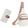 imageBOSTANTEN Small Sling Bag for Women Leather Crossbody Bags Fanny Pack Chest Bag for Travel Slim Wallet Women Leather RFID Blocking Credit Card Holder Bifold Thin Wallet