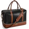 imageBOSTANTEN Weekender Bags for Women Leather Travel Duffle Bag Carry On Overnight Duffel with Shoe Compartment BeigeampampBrownABlackBrown