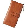 imageBOSTANTEN Womens Leather Wallets RFID Blocking Large Capacity Trifold Card Holder Ladies Phone Clutch BrownABrownoil wax