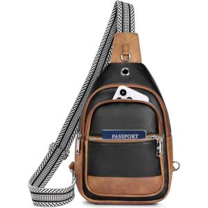 imageBOSTANTEN 7L Sling Bag For Women CrossBody Bags Large Cross Body Purse Vegan Leather Sling Backpack for Travel EssentialsBlack
