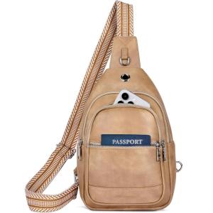 imageBOSTANTEN 7L Sling Bag For Women CrossBody Bags Large Cross Body Purse Vegan Leather Sling Backpack for Travel EssentialsBrown
