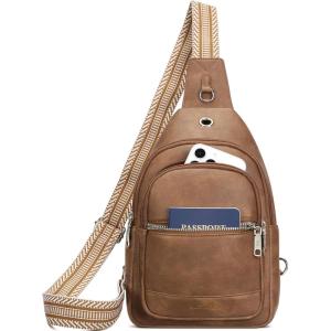 imageBOSTANTEN 7L Sling Bag For Women CrossBody Bags Large Cross Body Purse Vegan Leather Sling Backpack for Travel EssentialsDark Brown