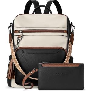 imageBOSTANTEN Backpack Purse for Women Fashion Designer Travel Backpack Leather Convertible Shoulder Bags Casual Daypack Brown0beigeblackbrown