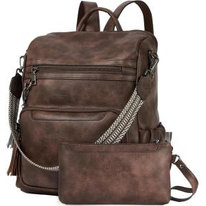 imageBOSTANTEN Backpack Purse for Women Fashion Designer Travel Backpack Leather Convertible Shoulder Bags Casual Daypack Brown1coffee