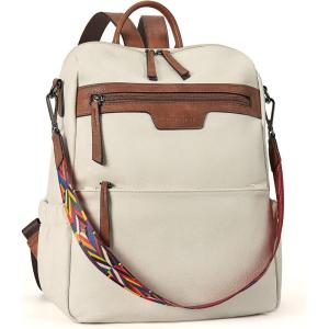 imageBOSTANTEN Backpack Purse for Women Fashion Designer Travel Backpack Leather Convertible Shoulder Bags Casual Daypack Brown2beigebrown