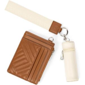 imageBOSTANTEN Card Holder Wallet RFID Slim Wallet for Women Trifold Small Wallets Woman with Zipper Coin Pocket ampamp Keychain Wristlet BeigeBeigeBrown