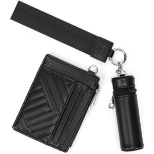 imageBOSTANTEN Card Holder Wallet RFID Slim Wallet for Women Trifold Small Wallets Woman with Zipper Coin Pocket ampamp Keychain Wristlet BeigeBlack