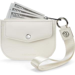 imageBOSTANTEN Card Holder Wallet RFID Slim Wallet for Women Trifold Small Wallets Woman with Zipper Coin Pocket ampamp Keychain Wristlet BeigeYBeige