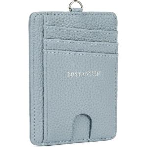 imageBOSTANTEN Card Holder Wallet RFID Slim Wallet for Women Trifold Small Wallets Woman with Zipper Coin Pocket ampamp Keychain Wristlet BeigeZBlue