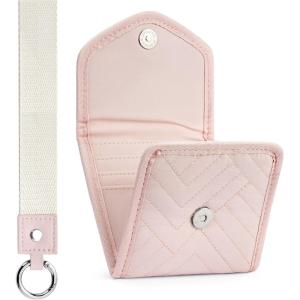 imageBOSTANTEN Card Holder Wallet RFID Slim Wallet for Women Trifold Small Wallets Woman with Zipper Coin Pocket ampamp Keychain Wristlet BeigeZPink