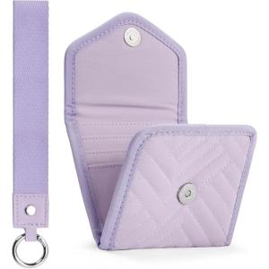 imageBOSTANTEN Card Holder Wallet RFID Slim Wallet for Women Trifold Small Wallets Woman with Zipper Coin Pocket ampamp Keychain Wristlet BeigeZPurple