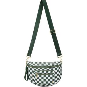 imageBOSTANTEN Checkered Bum Bag Crossbody Belt Bag for Women Cross Body Purse Fanny Waist Pack with Adjustable StrapMojito