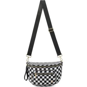imageBOSTANTEN Checkered Bum Bag Crossbody Belt Bag for Women Cross Body Purse Fanny Waist Pack with Adjustable StrapPiano Keys